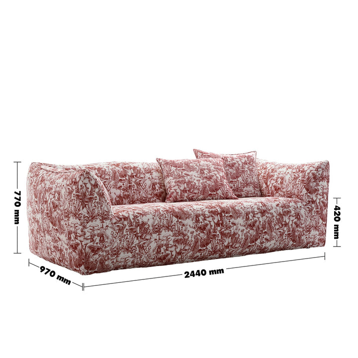 Contemporary fabric 3 seater sofa bambole size charts.