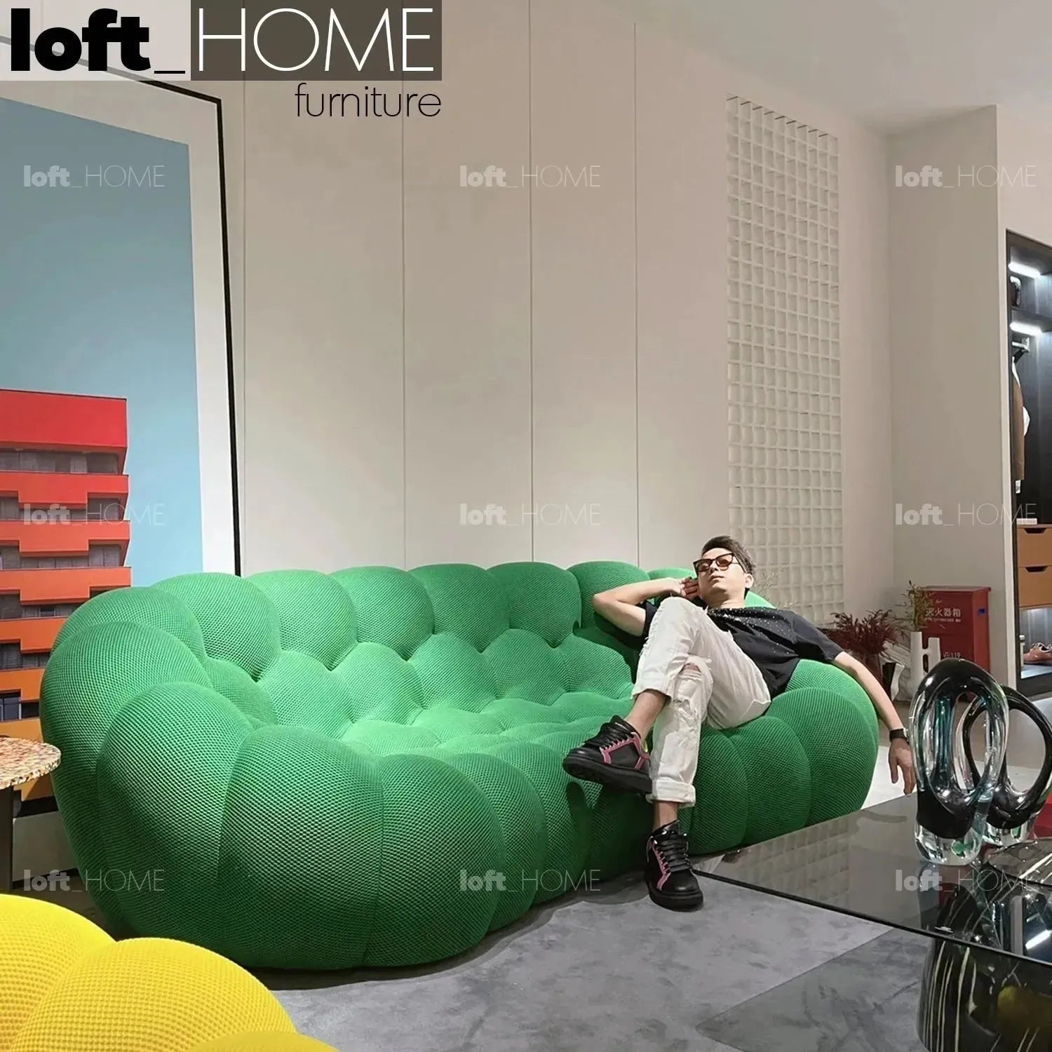 Contemporary fabric 3 seater sofa bubble conceptual design.