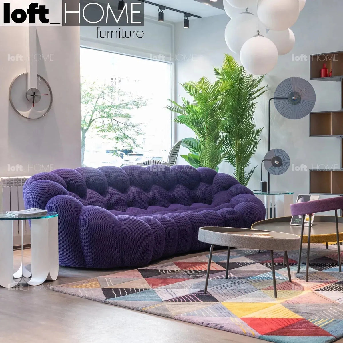 Bauhaus fabric 3 seater sofa bubble primary product view.