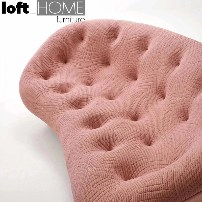 Bauhaus fabric 3 seater sofa conch appa in close up details.