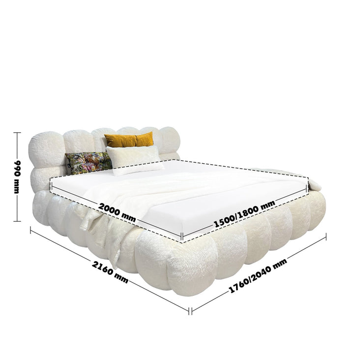 Contemporary fabric bed pannacotta size charts.