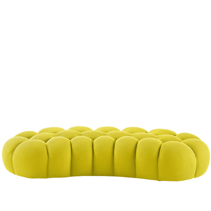 Contemporary fabric curved ottoman bubble in white background.