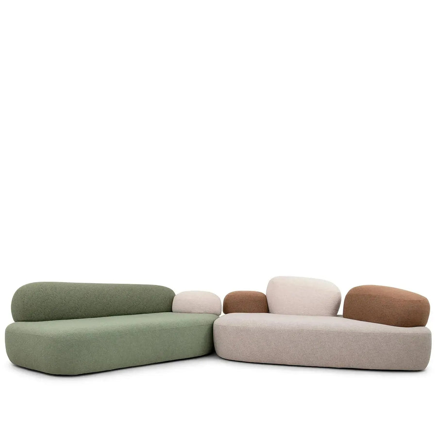 Contemporary fabric l shape sectional sofa pebble 3+l in white background.