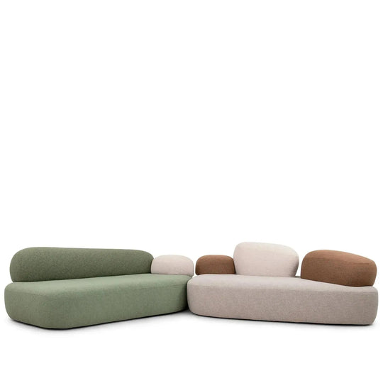 Contemporary fabric l shape sectional sofa pebble 3+l in white background.