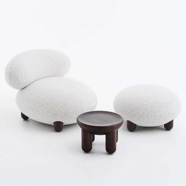 Contemporary fabric ottoman teddy in panoramic view.