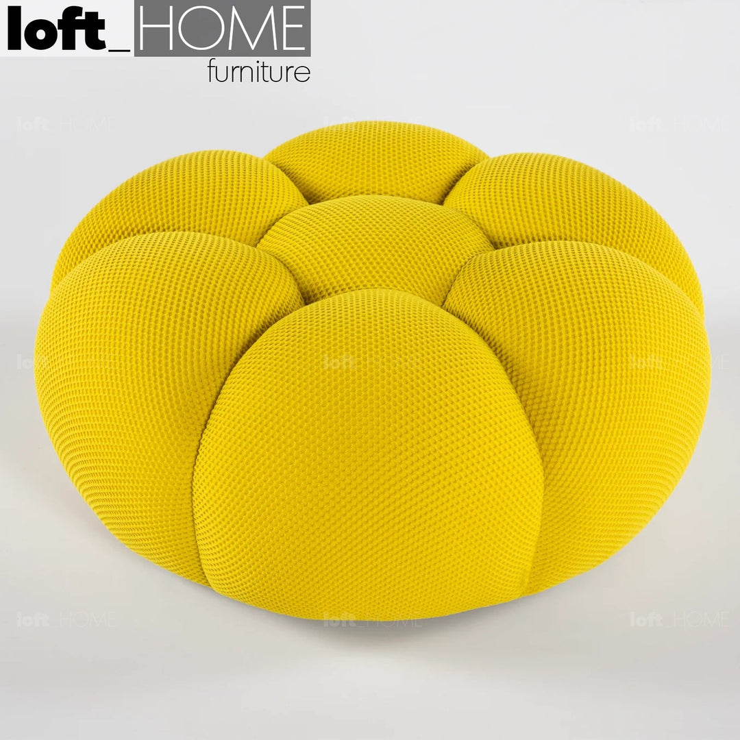 Contemporary fabric round ottoman bubble environmental situation.