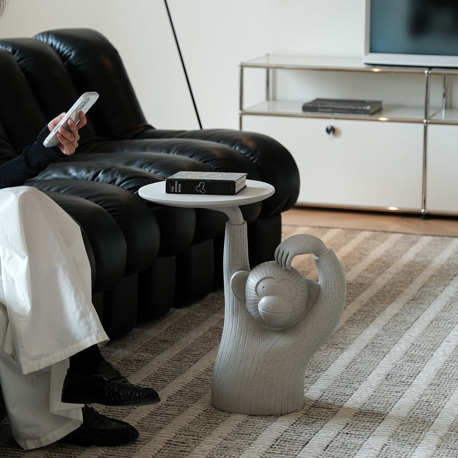 Contemporary fiberglass side table monkey primary product view.