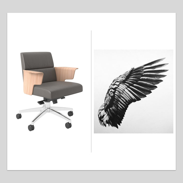 Contemporary genuine leather office chair wings bent plate material variants.
