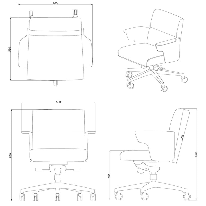 Contemporary Genuine Leather Office Chair WINGS Full Leather