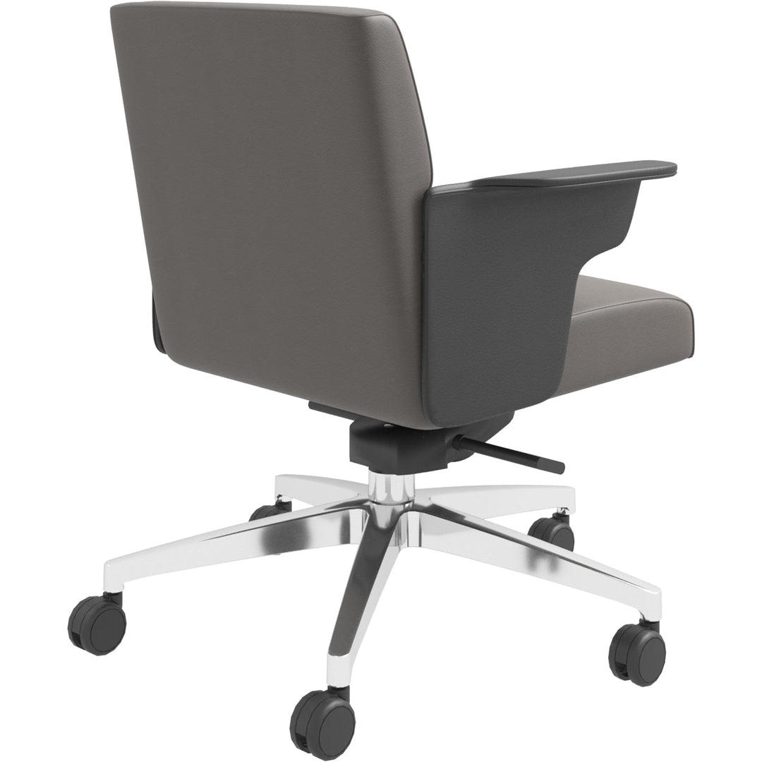 Contemporary genuine leather office chair wings full leather in details.