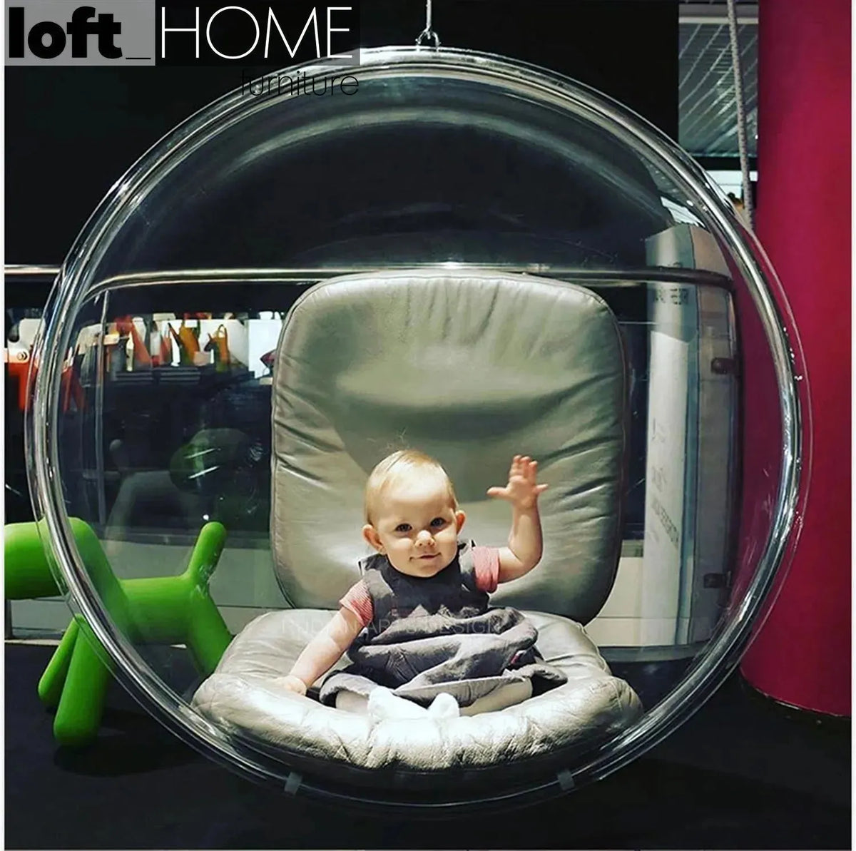 Bauhaus plastic hanging chair 1 seater sofa bubble color swatches.
