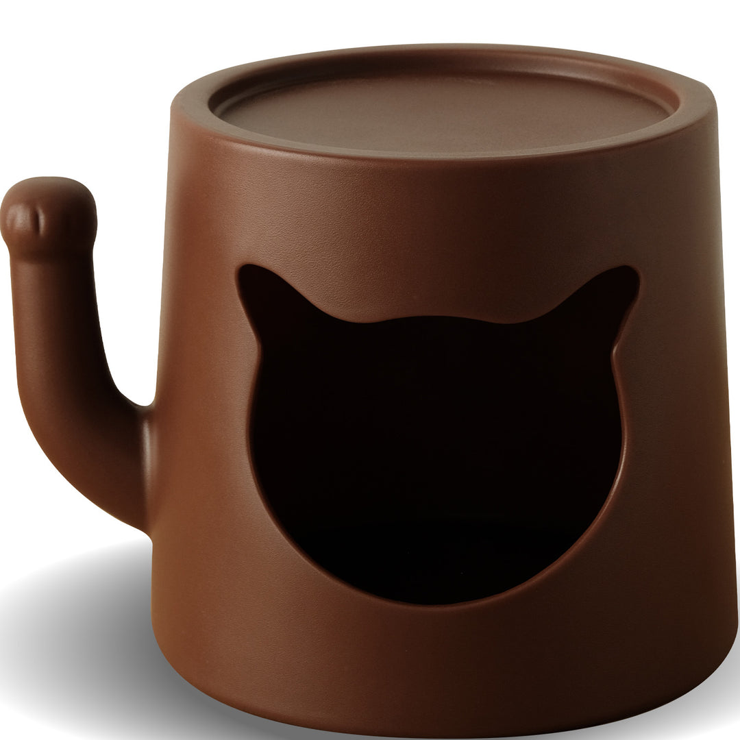 Contemporary plastic side table cat house color swatches.