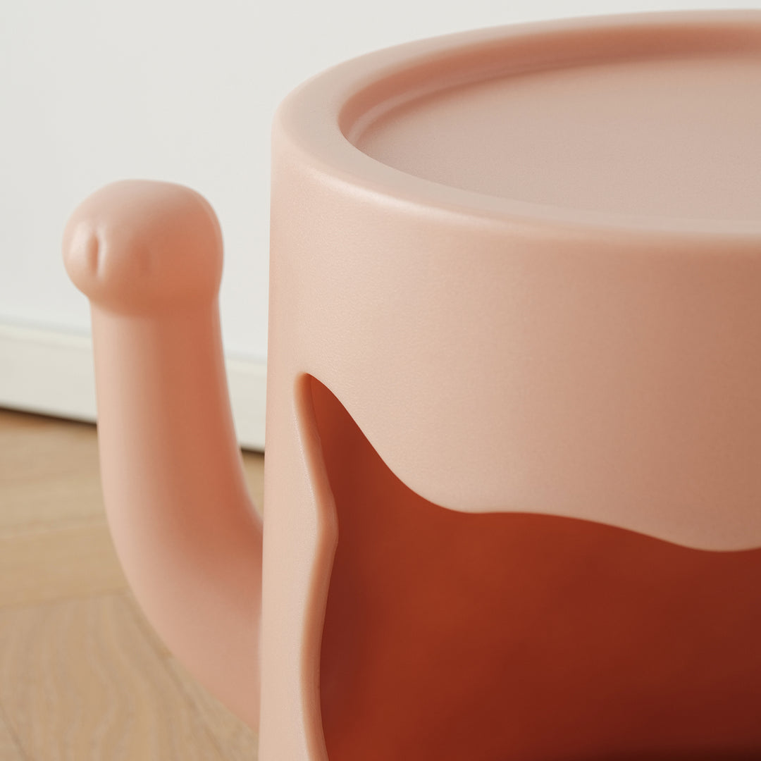 Contemporary plastic side table cat house in details.