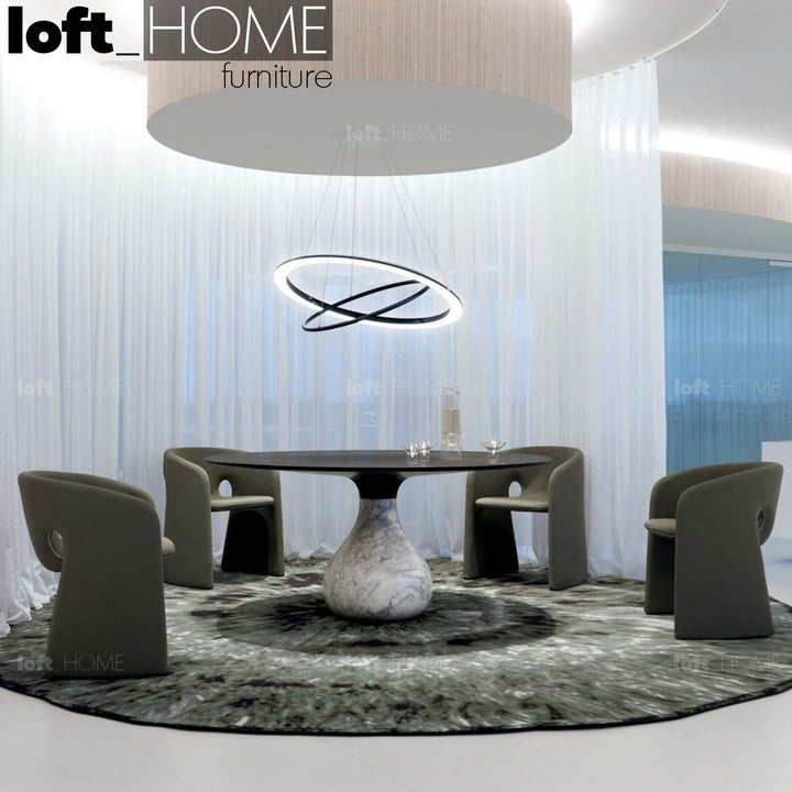 Contemporary velvet dining chair celeste conceptual design.