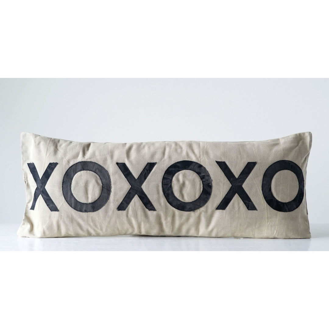 Cotton "xoxoxo" pillow primary product view.