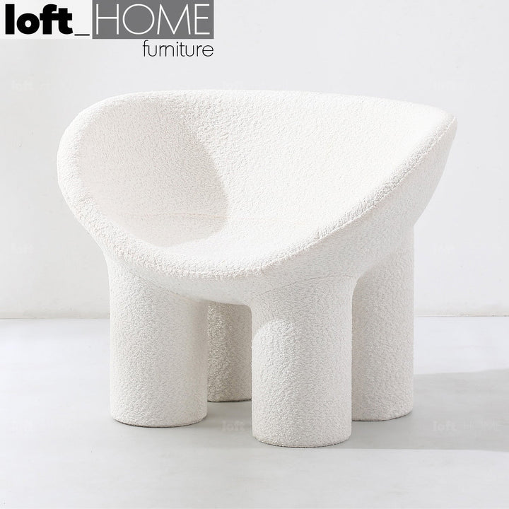 Cream boucle 1 seater sofa elephant primary product view.