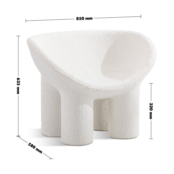 Cream boucle 1 seater sofa elephant size charts.