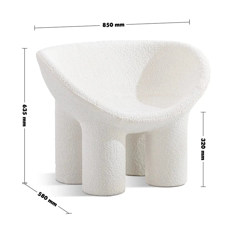 Cream boucle 1 seater sofa elephant size charts.