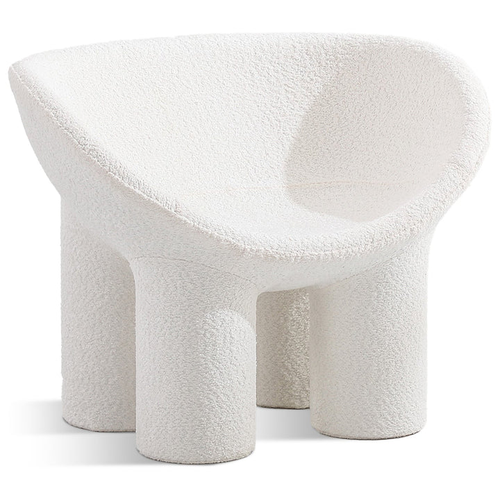 Cream boucle 1 seater sofa elephant in white background.