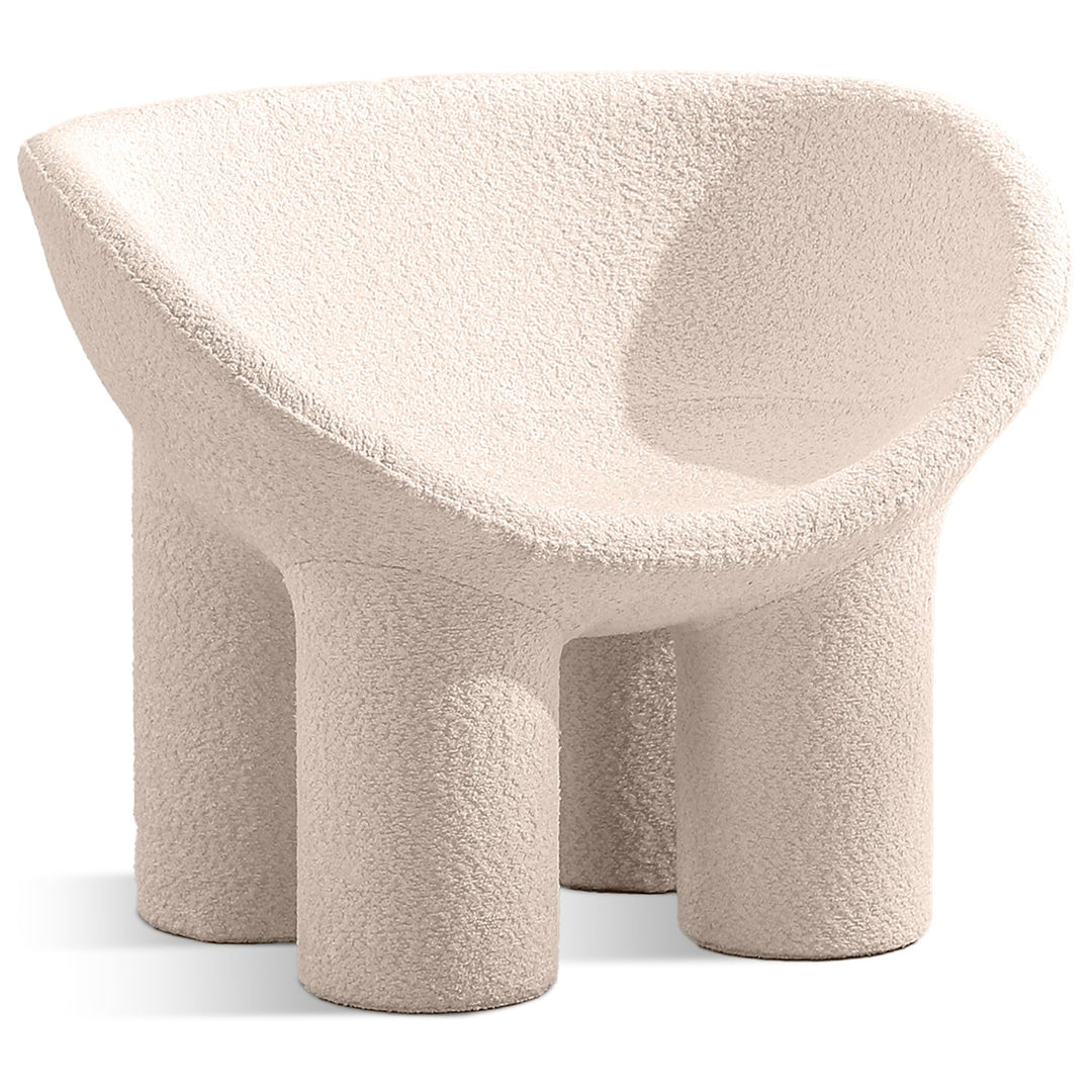 Cream boucle 1 seater sofa elephant detail 3.