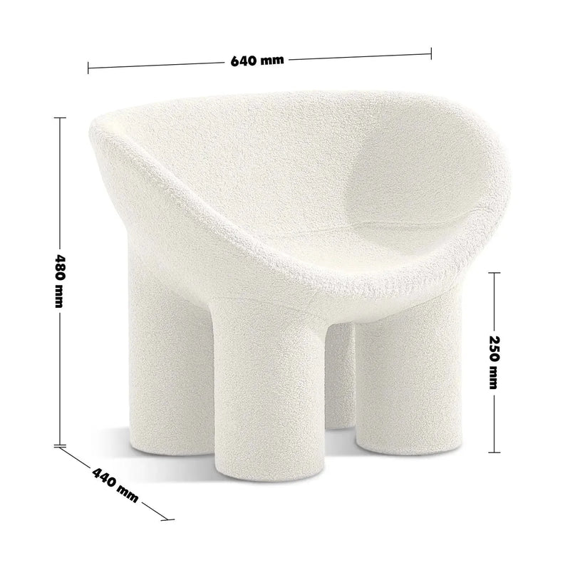 Cream boucle 1 seater sofa kids elephant size charts.