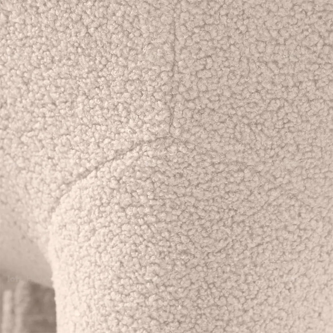 Cream boucle 1 seater sofa kids elephant detail 2.
