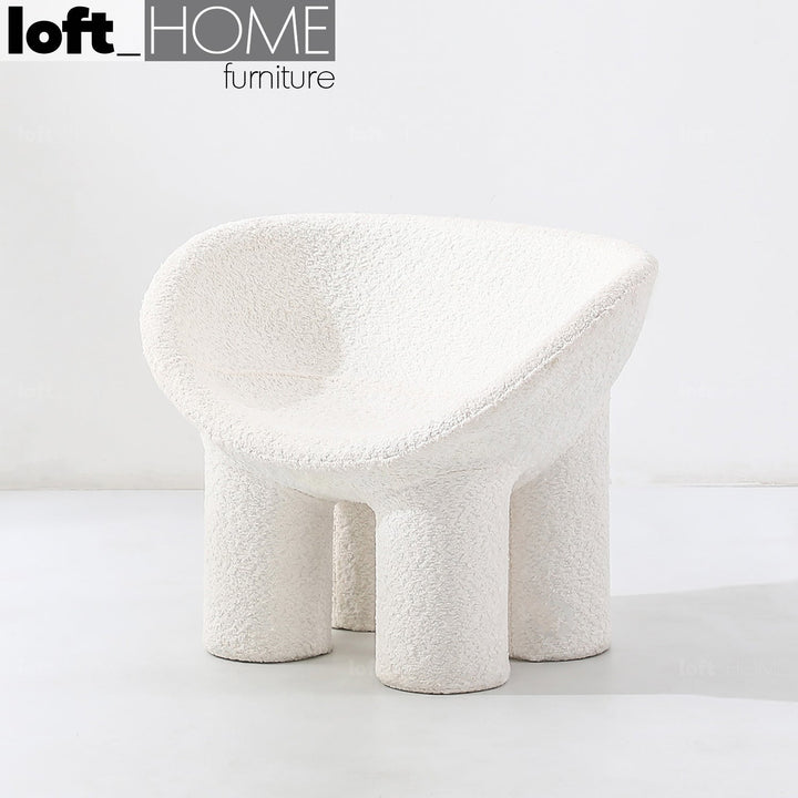 Cream boucle 1 seater sofa kids elephant primary product view.