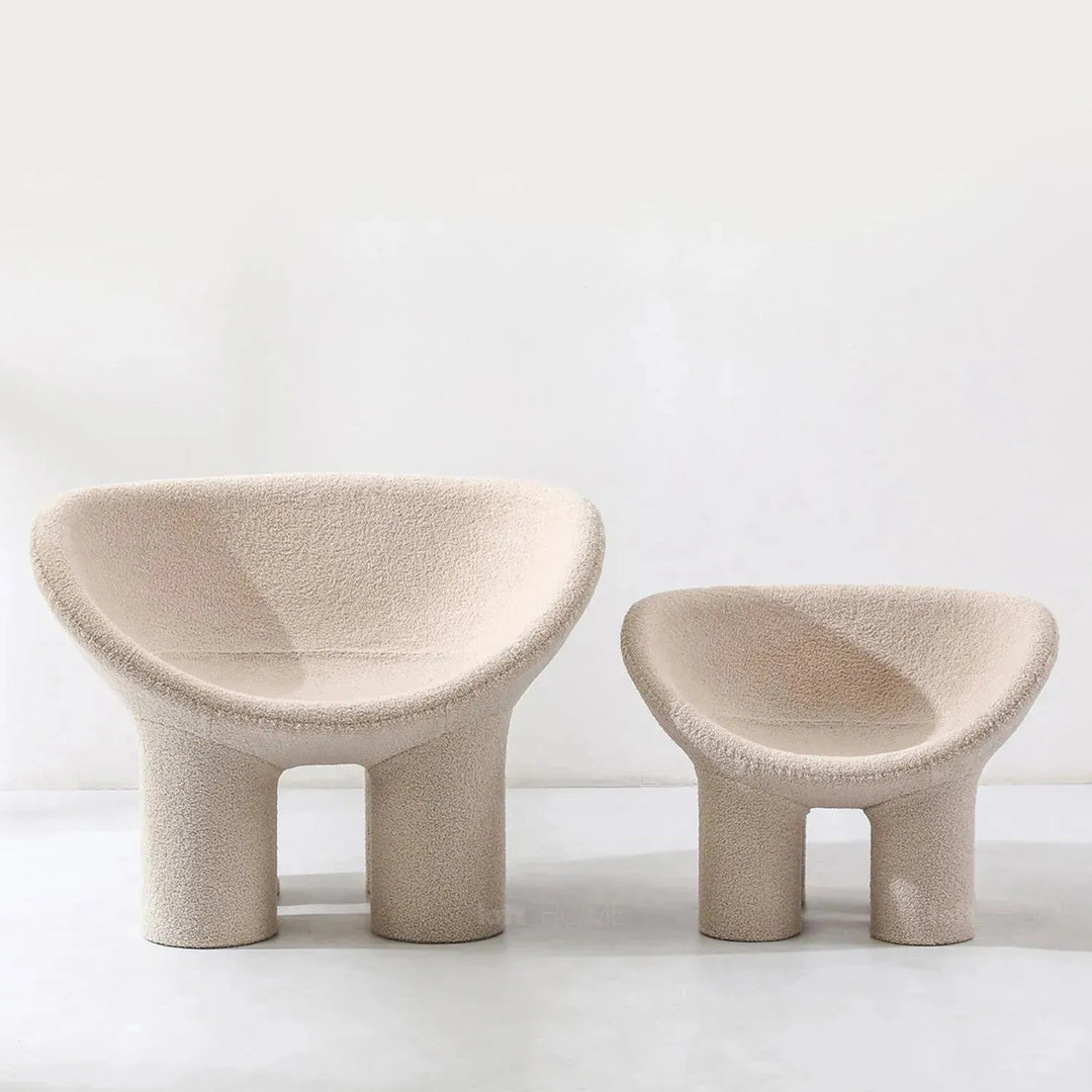 Cream boucle 1 seater sofa kids elephant layered structure.