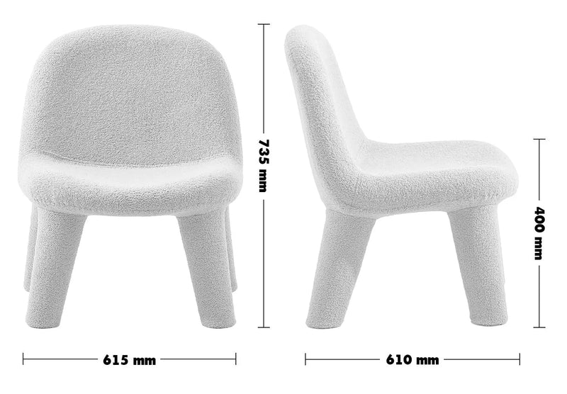 Cream boucle 1 seater sofa max size charts.