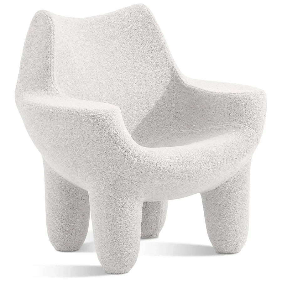 Cream boucle 1 seater sofa mibster in white background.