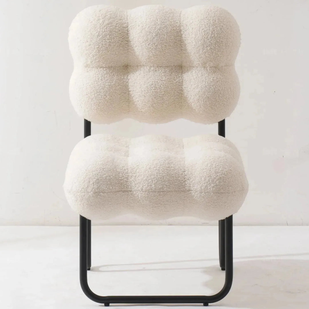 Cream boucle 1 seater sofa souffle in real life style.