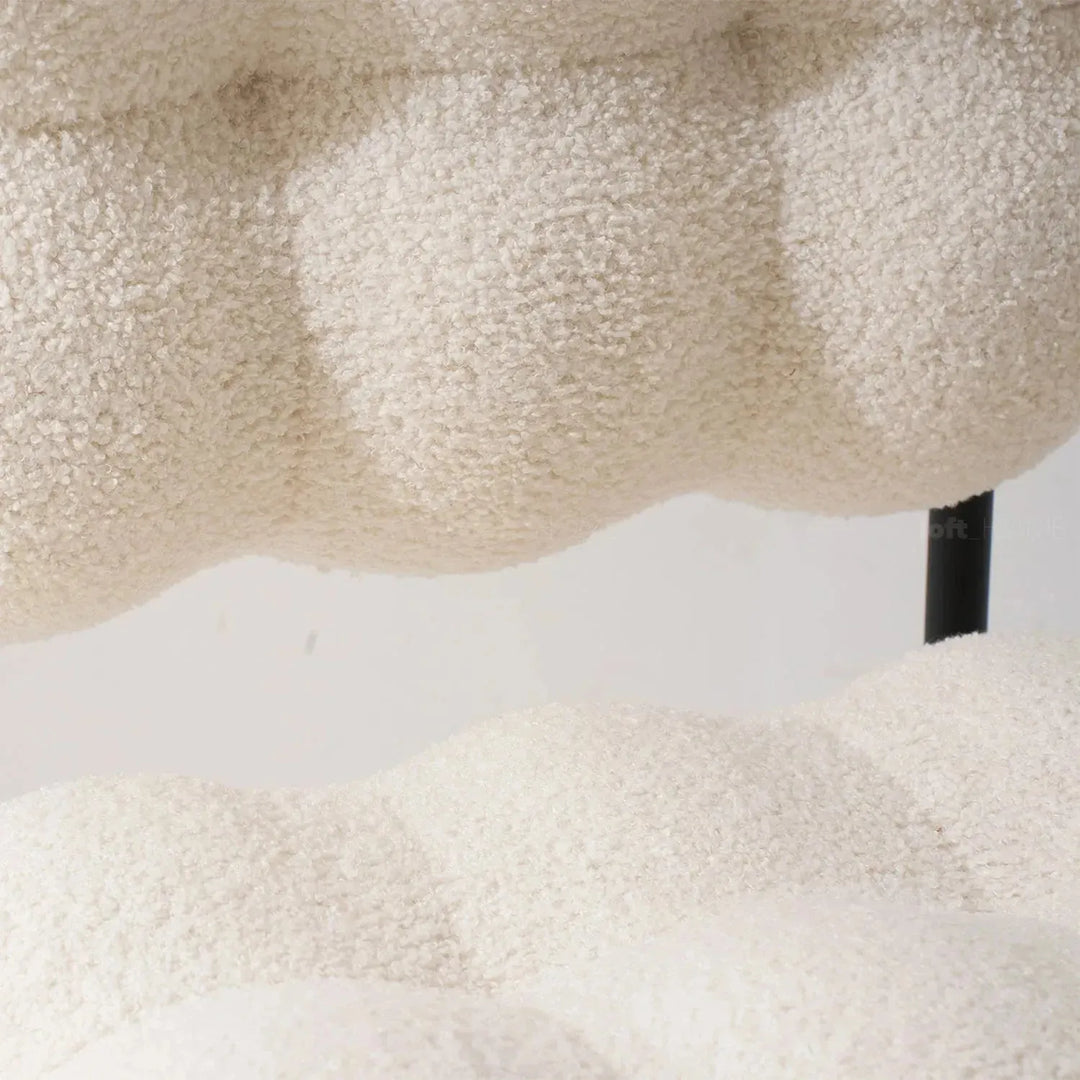 Cream boucle 1 seater sofa souffle environmental situation.