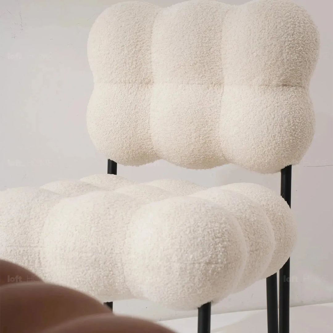 Cream boucle 1 seater sofa souffle material variants.