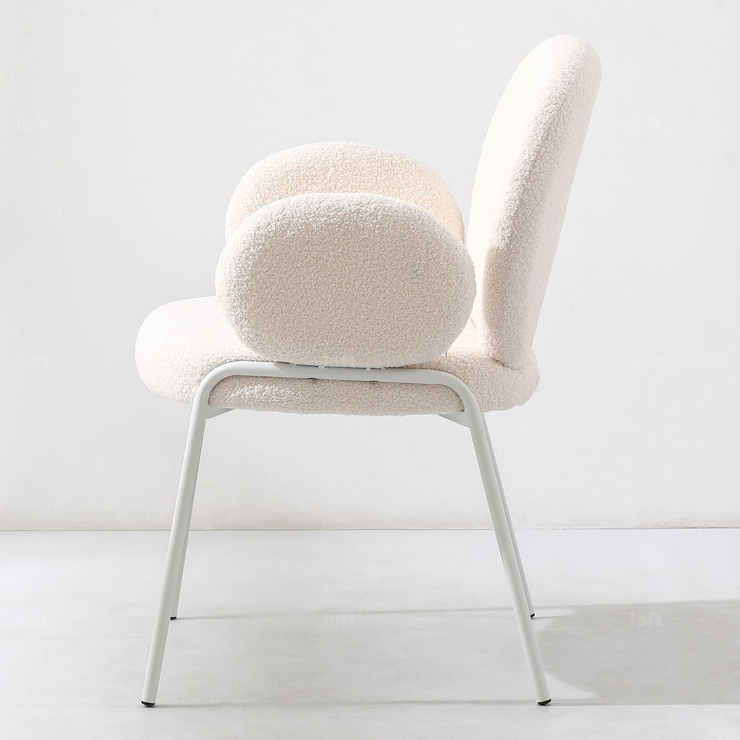 Cream boucle dining chair pavlova i color swatches.