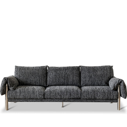 Cream boucle fabric 3 seater sofa song in white background.