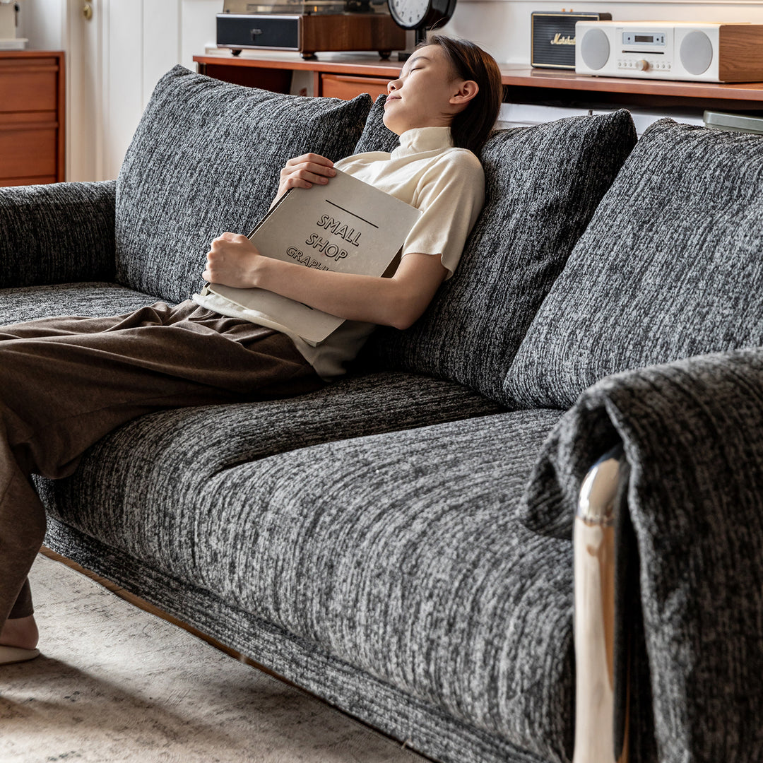 Cream boucle fabric 3 seater sofa song material variants.