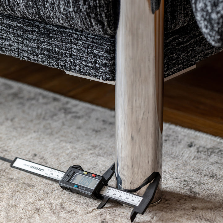 Cream boucle fabric 3 seater sofa song in details.