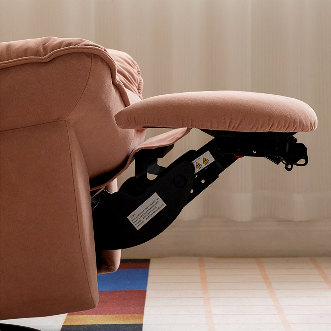 Cream cat scratch resistant fabric electric recliner 1 seater sofa with phone holder nesta in still life.