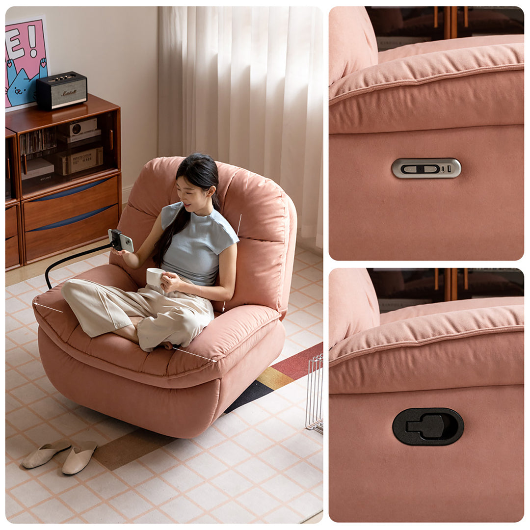 Cream cat scratch resistant fabric electric recliner 1 seater sofa with phone holder nesta size charts.