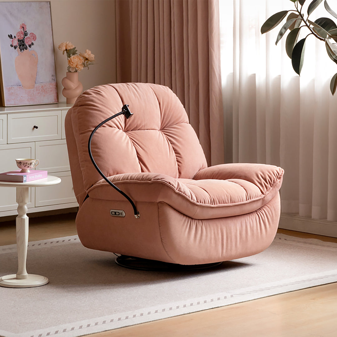 Cream cat scratch resistant fabric electric recliner 1 seater sofa with phone holder nesta in details.