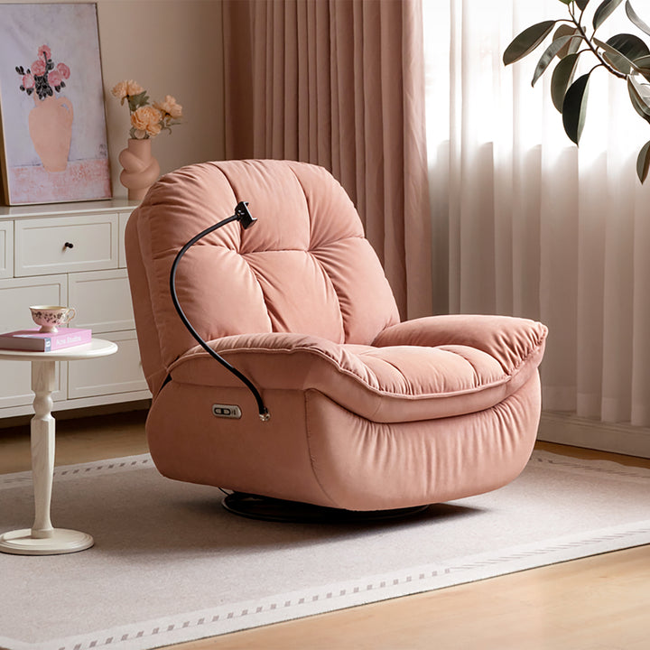 Cream cat scratch resistant fabric electric recliner 1 seater sofa with phone holder nesta in details.