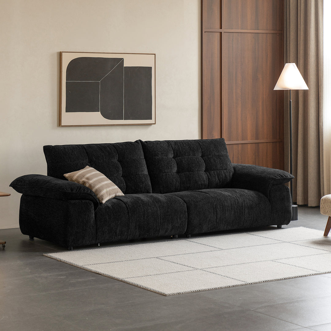 Cream chenille velvet fabric 4 seater sofa coconut conceptual design.