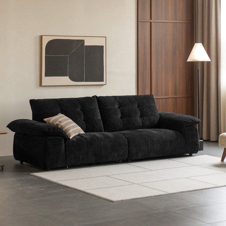 Cream chenille velvet fabric 4 seater sofa coconut conceptual design.