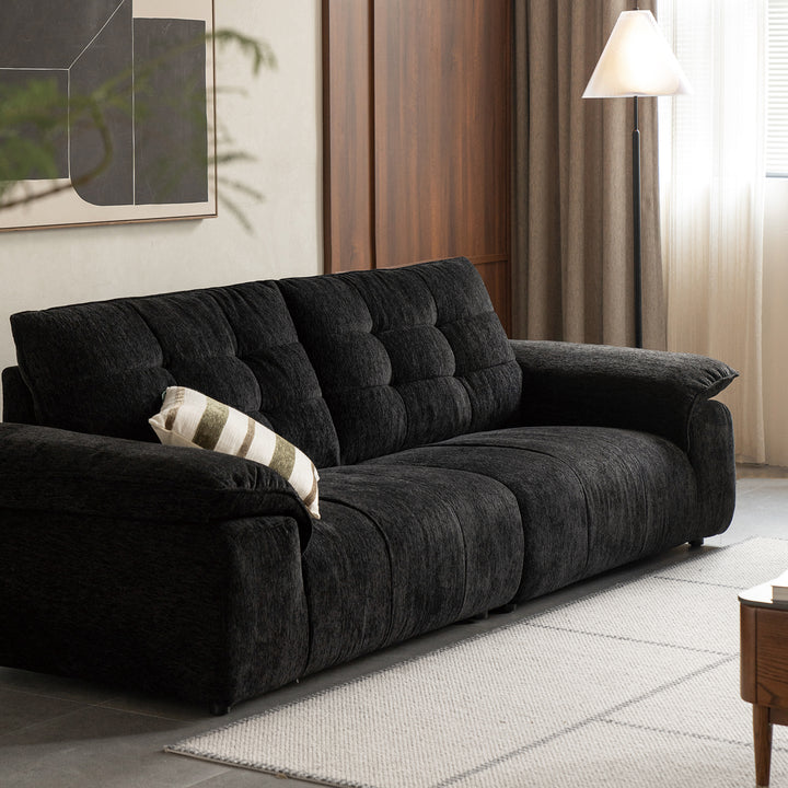 Cream Chenille Velvet Fabric 4 Seater Sofa COCONUT