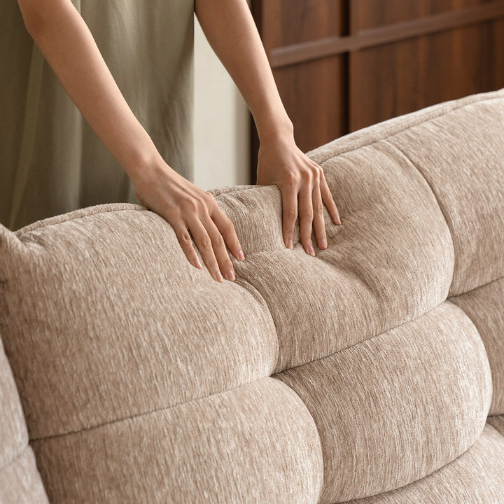 Cream chenille velvet fabric 4 seater sofa coconut environmental situation.