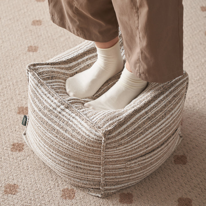 Cream chenille velvet fabric ottoman stripe material variants.