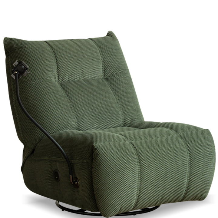 Cream corduroy velvet fabric electric recliner 1 seater sofa with phone holder chargeva conceptual design.