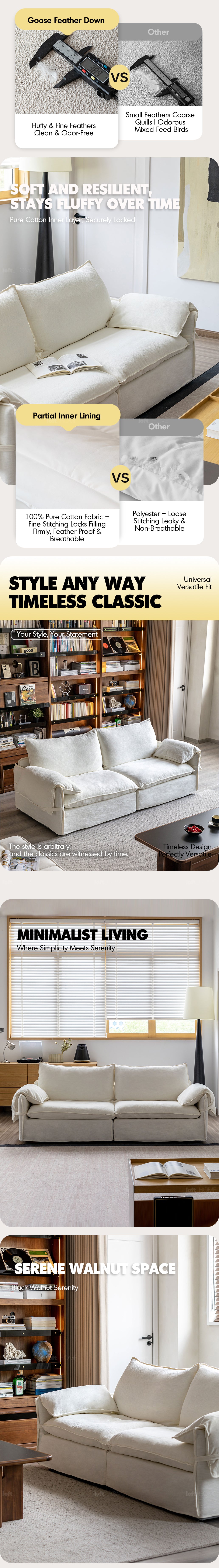 Cream Cotton Fabric 1 Seater Sofa FOLDING EAR Good to Know - 11