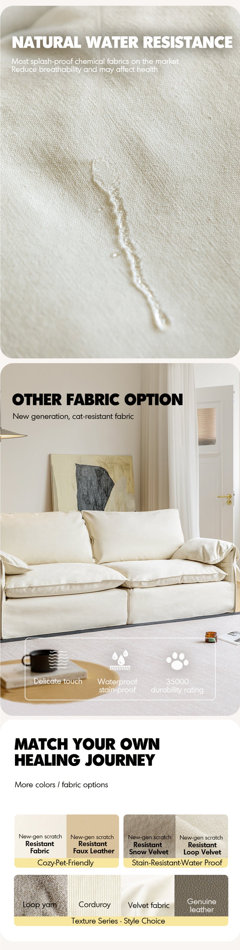 Cream Cotton Fabric 1 Seater Sofa FOLDING EAR Good to Know - 8