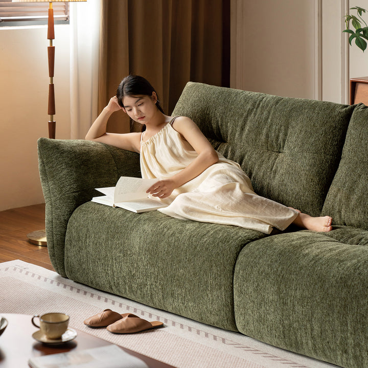 Cream fabric 4 seater sofa mochi conceptual design.